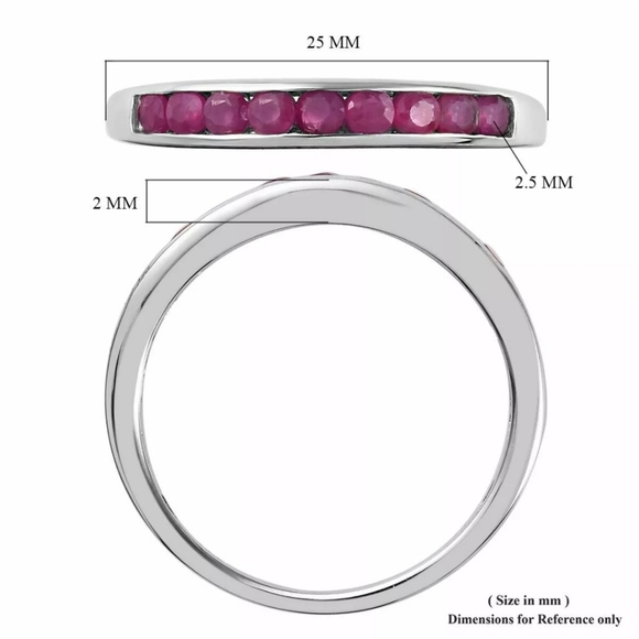 AA Burmese Rubies Ring in Platinum/Sterling Silver (Sz 7) 0.85 ctw - Picture 7 of 11